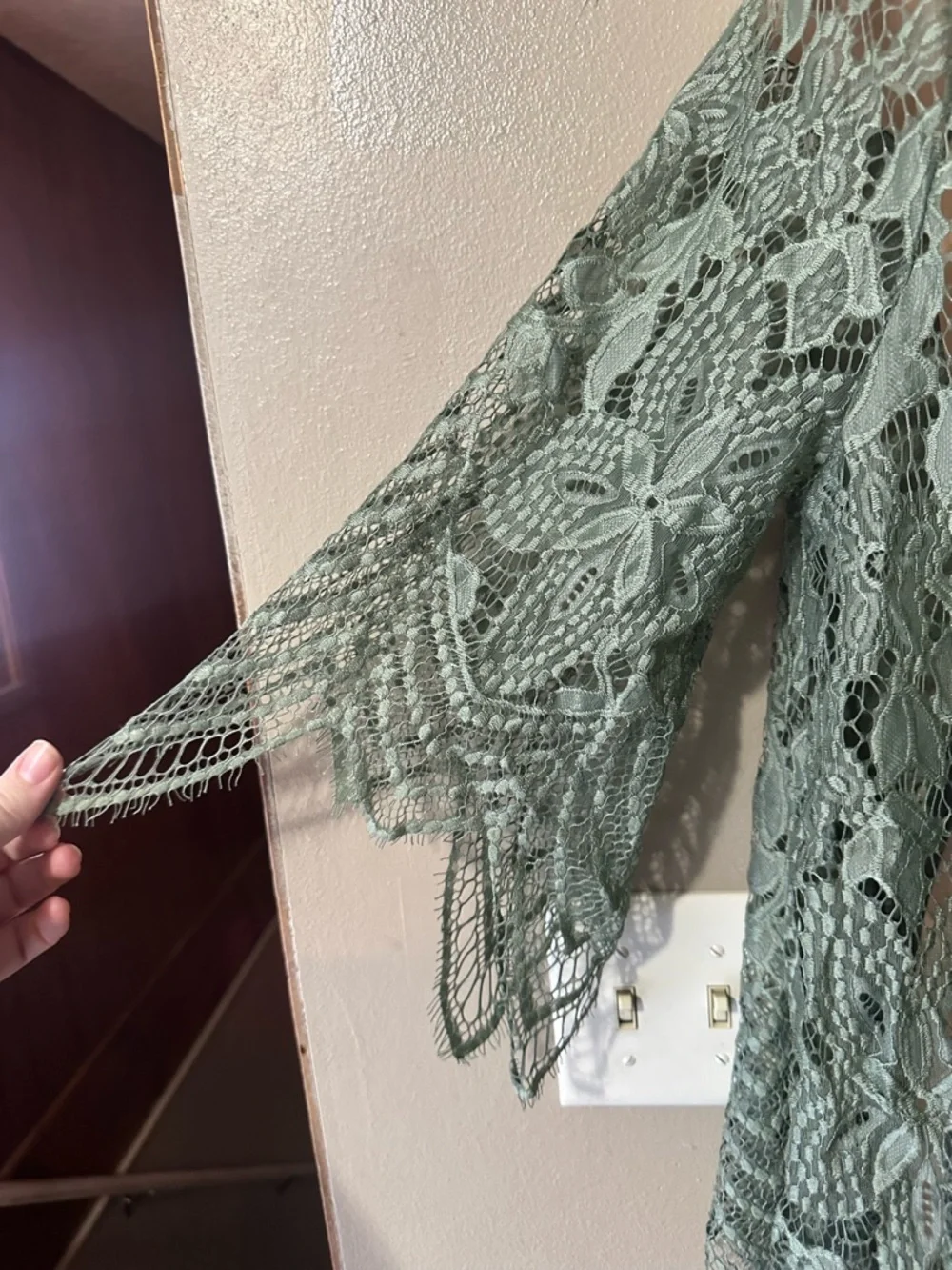 Blue Rain Sheer Intricate Lace Kimono in Green Mermaidcore or Fairy Vibes